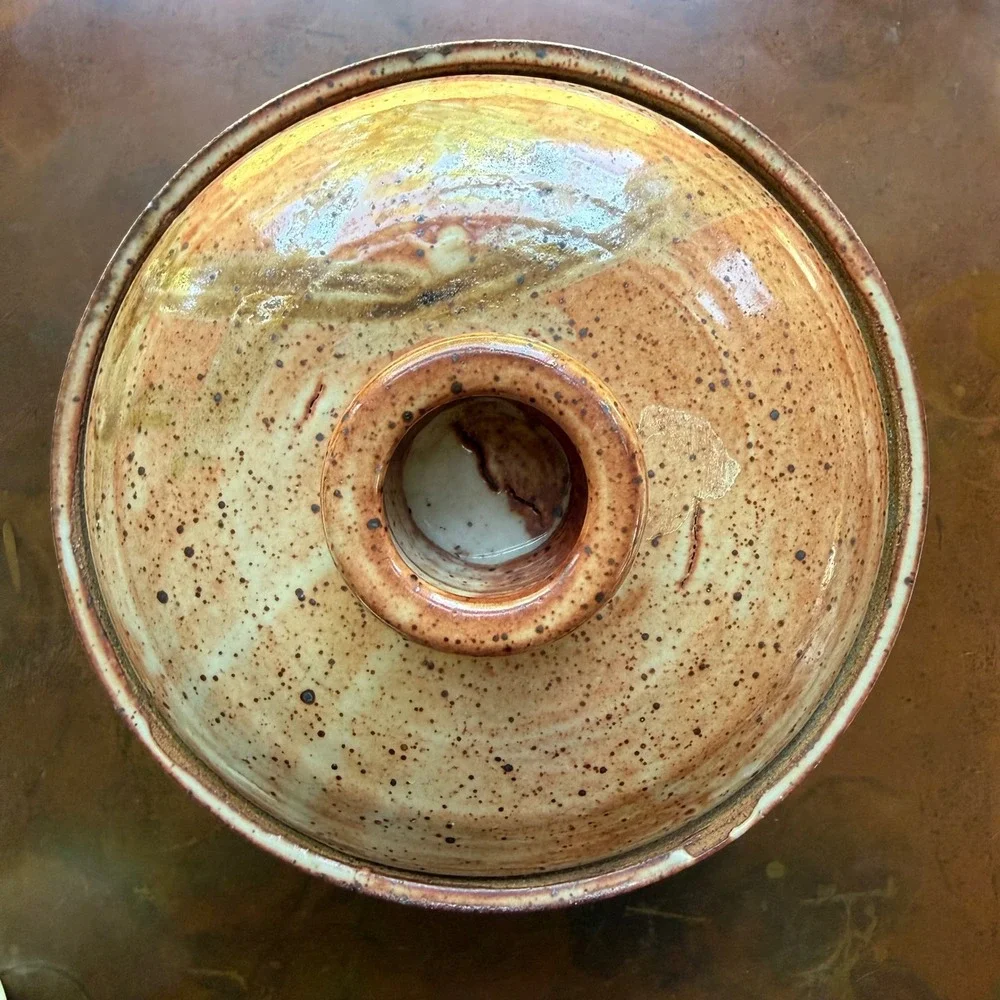 Vintage Studio Pottery Lidded Casserole Bowl Hand Thrown Stoneware Dish Handmade